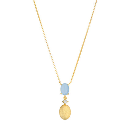 NECKLACE YELLOW SILVER 925 & SYNTHETIC STONES - 98709 - Availability: Immediately