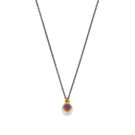 NECKLACE  GOLD 585 & PEARL & SILVER CHAIN - 98926