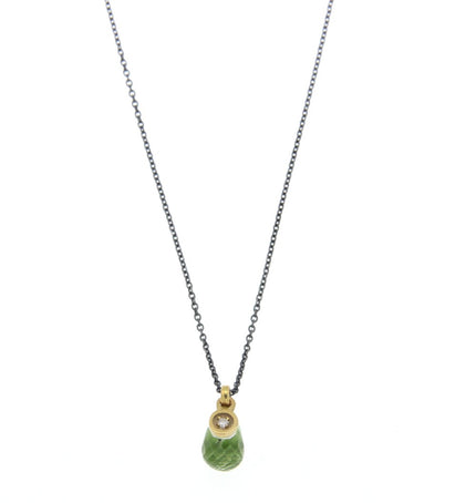 NECKLACE  GOLD 585 & SEMIPRECIOUS STONES WITH SILVER CHAIN - 98931