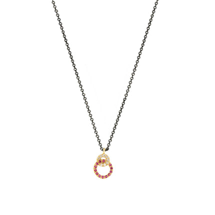 NECKLACE  GOLD 585 & C.Z. WITH SILVER CHAIN - 98936