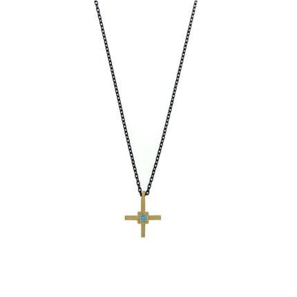 NECKLACE  GOLD 585 & C.Z. WITH  SILVER CHAIN - 98938