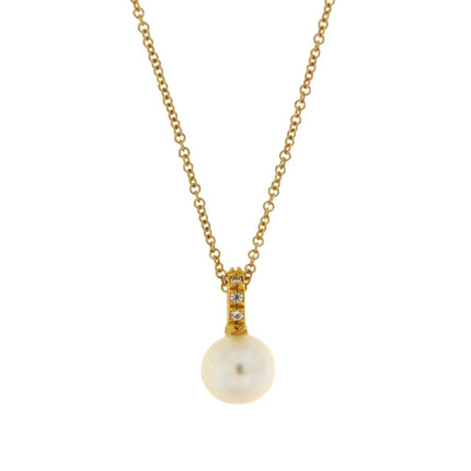 NECKLACE  GOLD 585 WITH PEARL & C.Z. - 98940