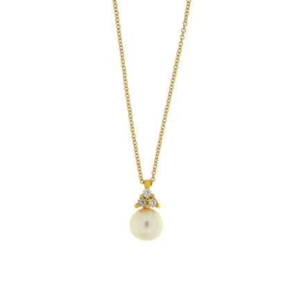 NECKLACE GOLD 585 WITH PEARL & C.Z. - 98941