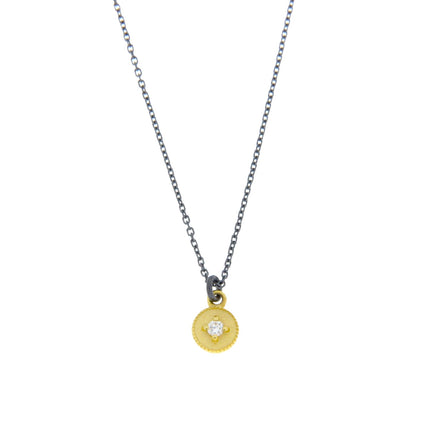 NECKLACE GOLD 585 & PRECIOUS STONES WITH SILVER CHAIN - 98979