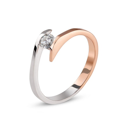 RING WHITE & PINK GOLD 750 & PRECIOUS STONES - 99158