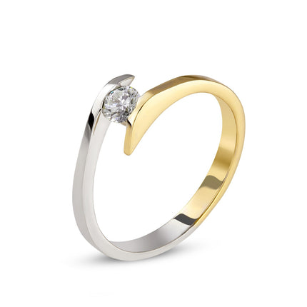 RING YELLOW & WHITE GOLD 750 & PRECIOUS STONES - 99159