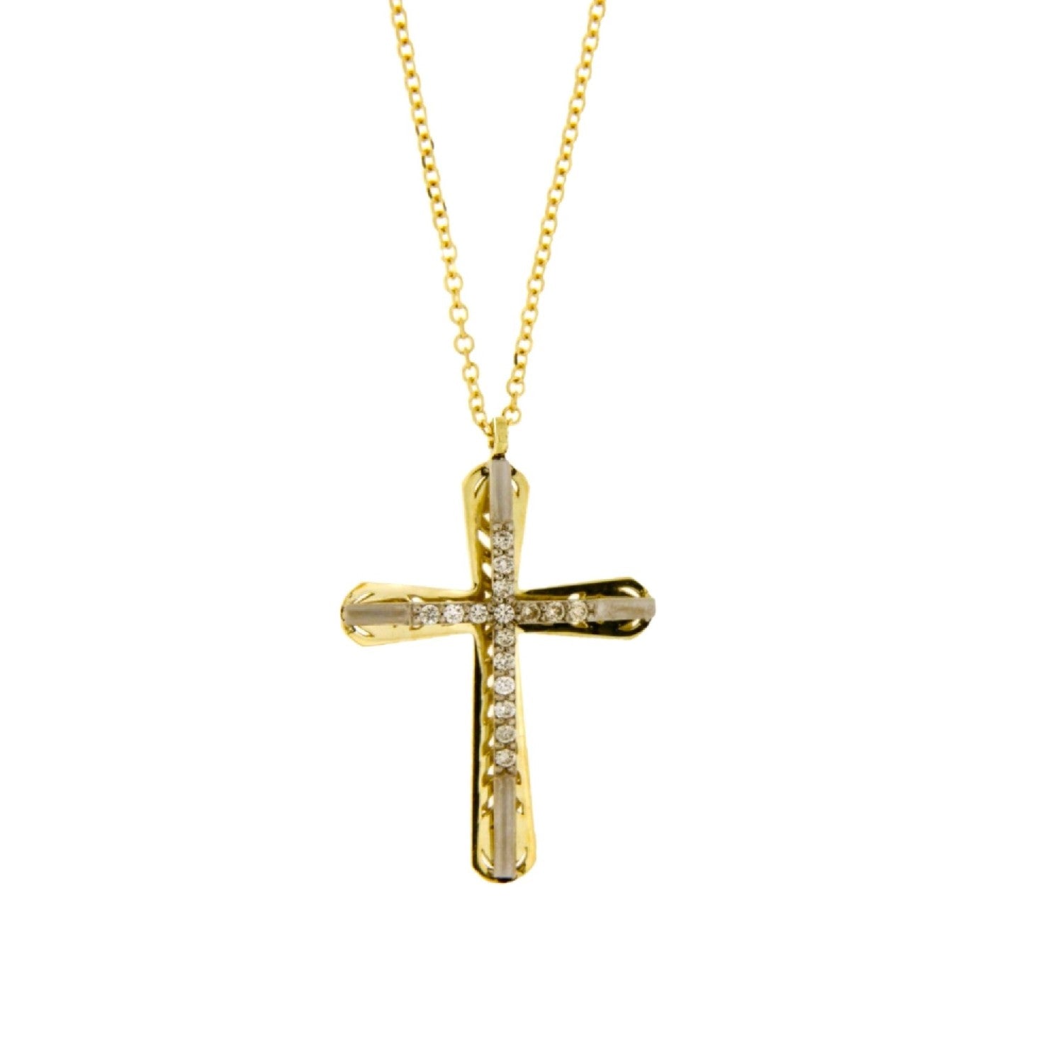 CROSS YELLOW & WHITE GOLD 585 & PRECIOUS STONES - 99980